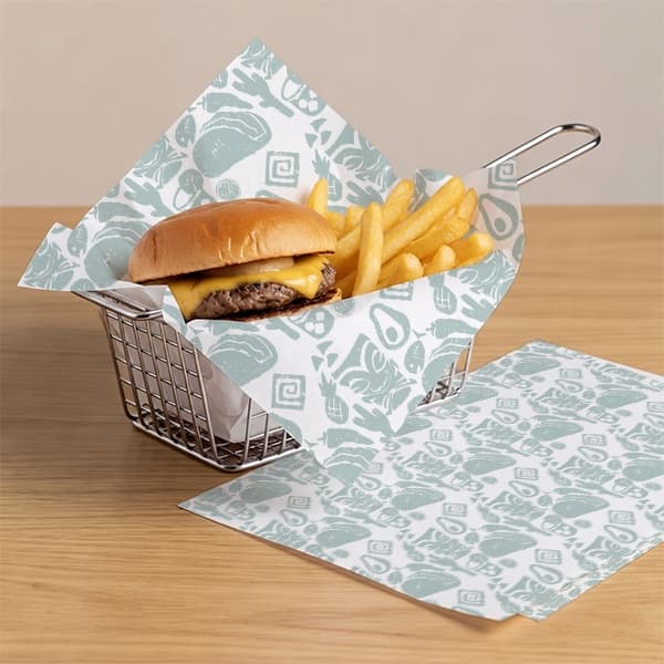 Patterned butcher paper in service