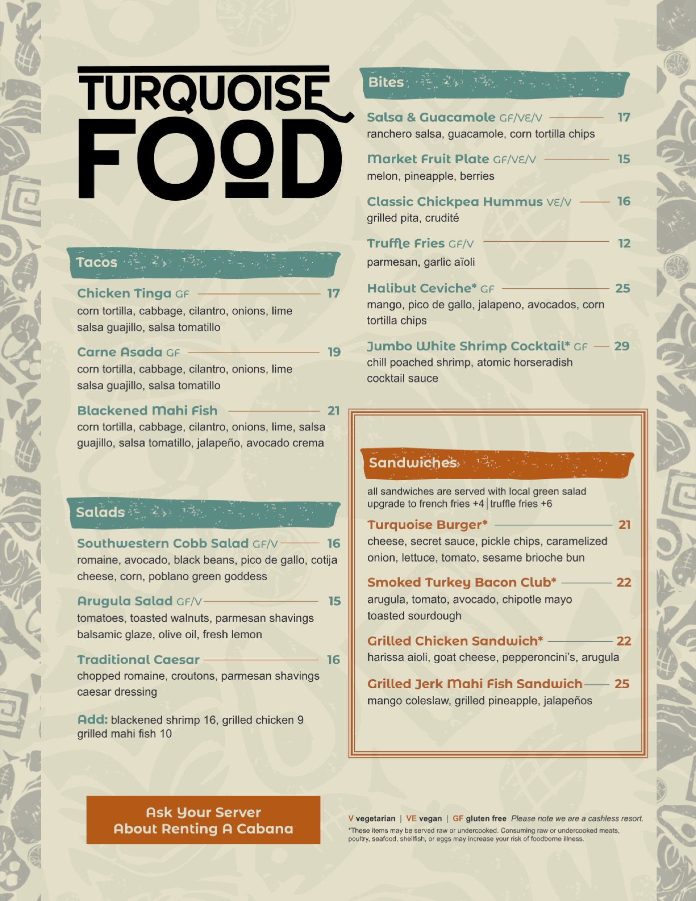 Food & drink menu — page 1