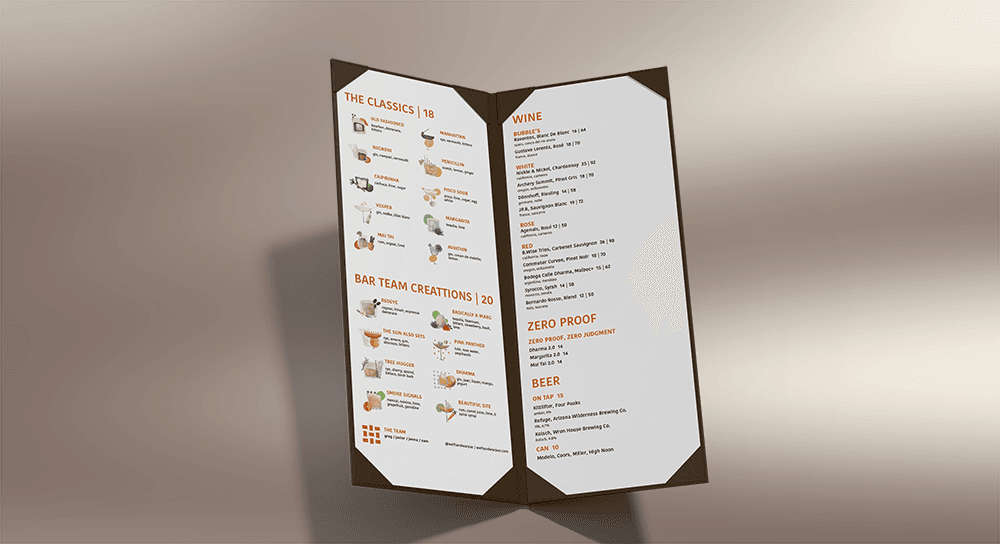 The 2025 Weft & Warp drink menu, opened