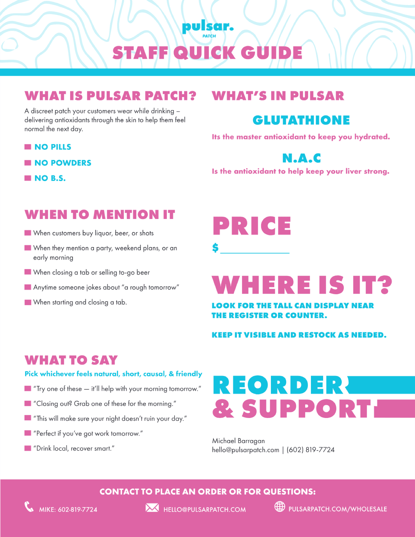 Staff quick-guide one-pager