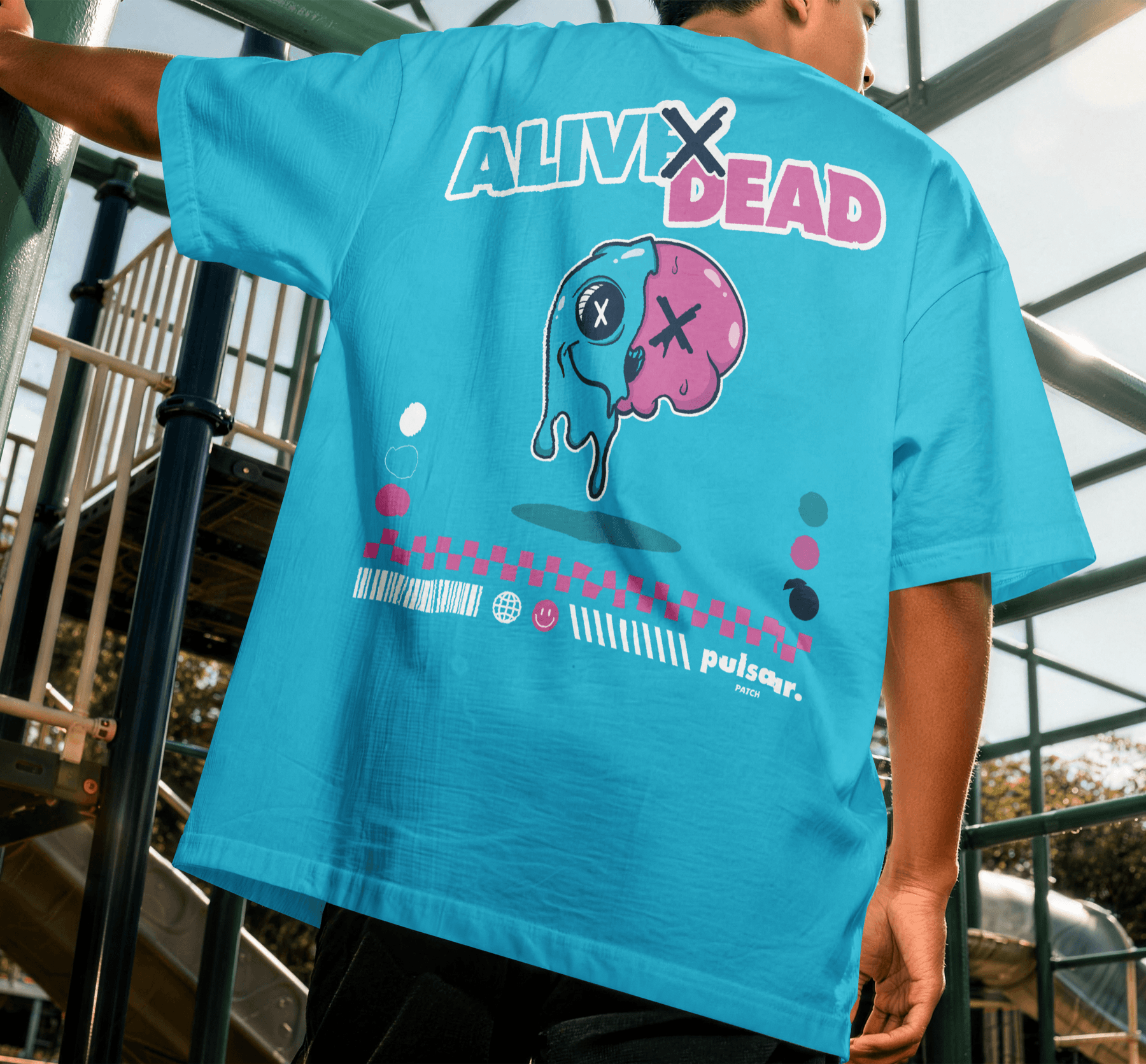 Blue tee — back