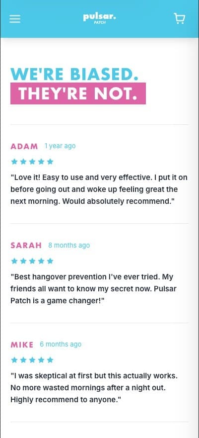 Customer reviews on a phone