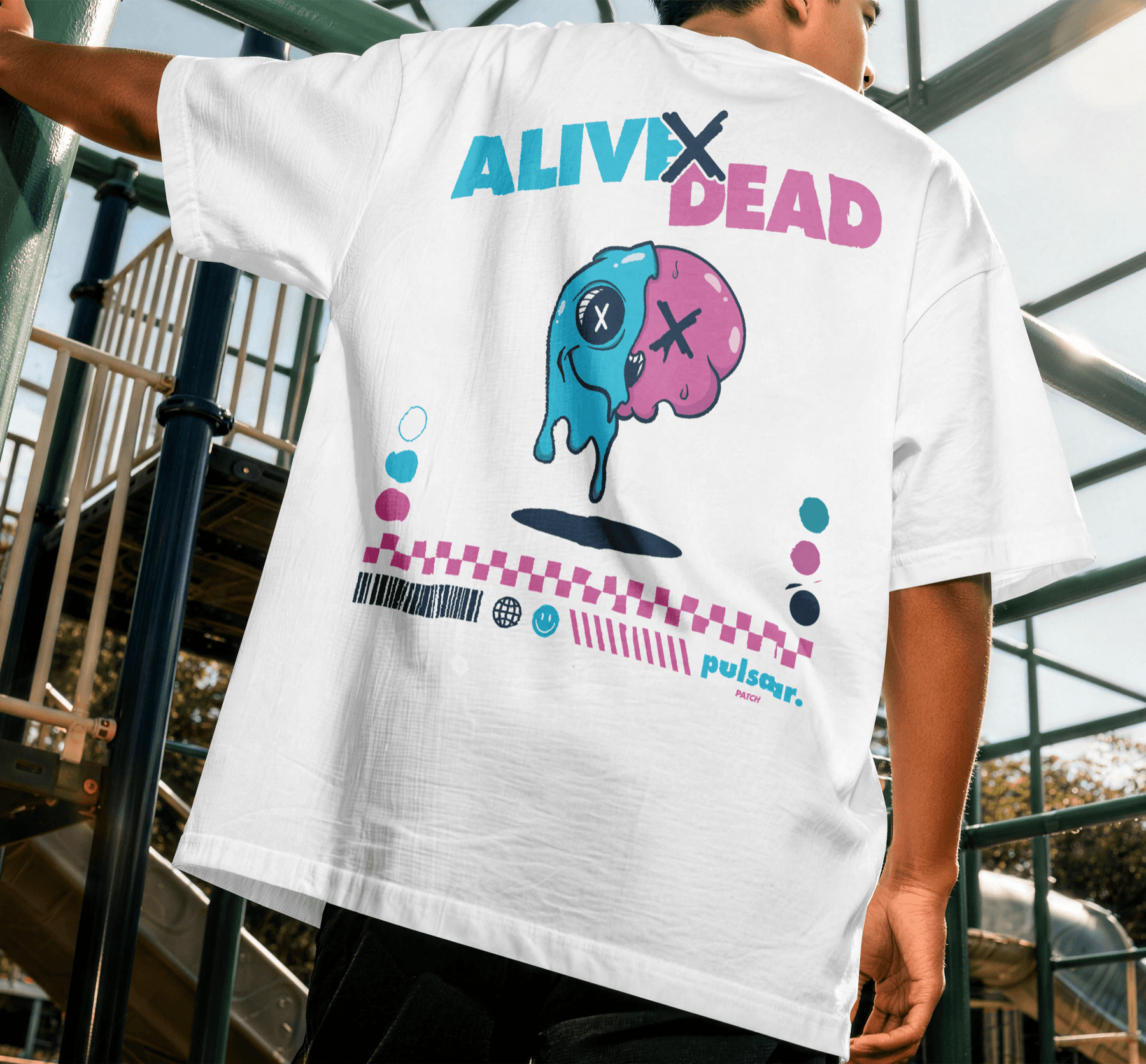 Alive × Dead graphic tee — the Jester voice worn in public